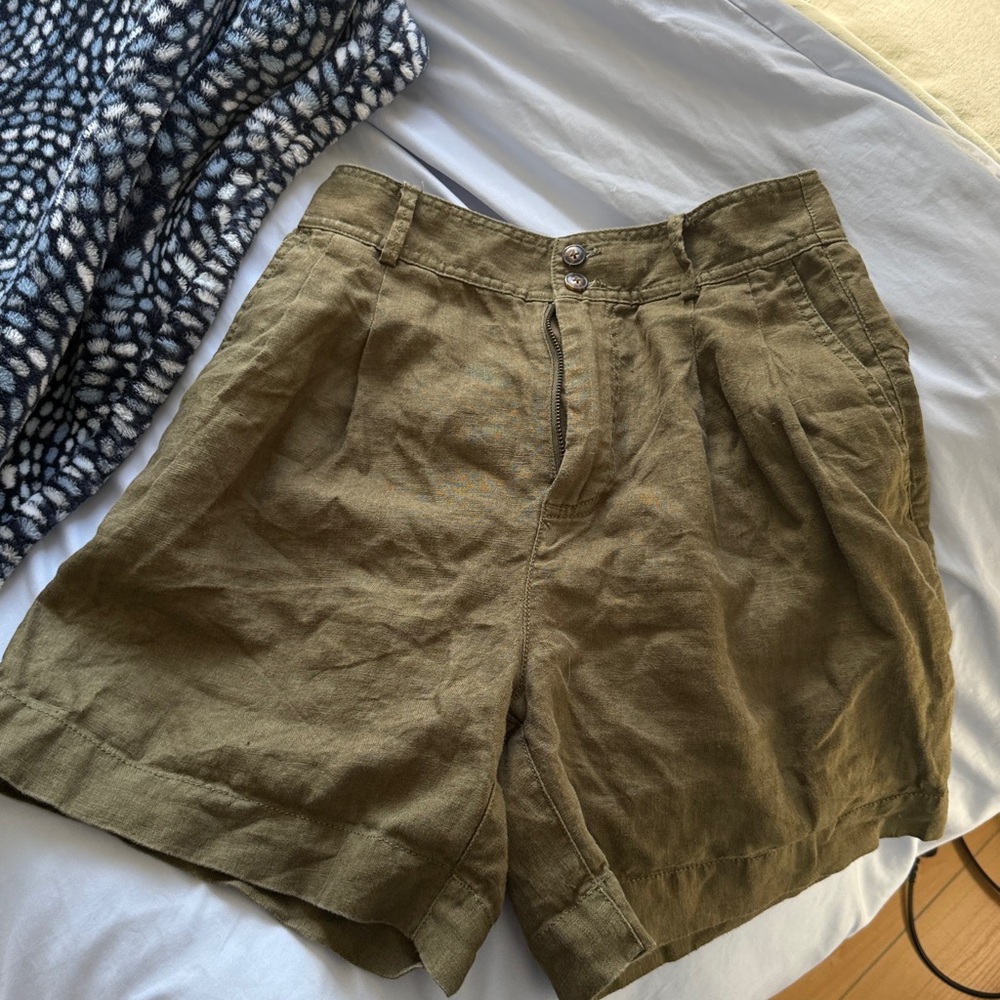 Madewell Olive Linen Shorts